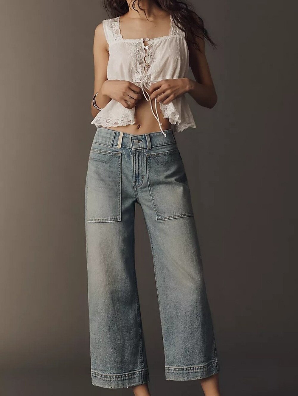 Anthropologie Pilcro Osaka Low Slung Crop Wide Leg Jeans Light Wash Size 29